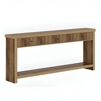 Entryway Console Table with 3 Drawers, Wood Sofa Table for Hallway or Living Room