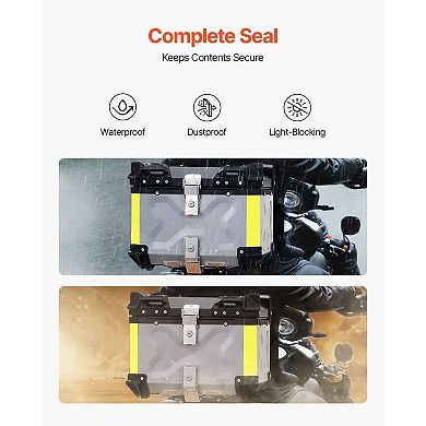 Motorcycle Top Case Weatherproof Rear Trunk Fits Helmets and Gear