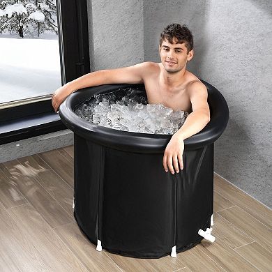 Portable Ice Bath Tub, Inflatable Cold Plunge Pool with Headrest