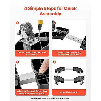 Set of 2 Adjustable Trash Can Dolly with Locking Swivel Casters, and PP Panels