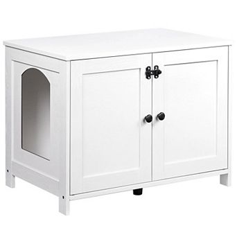 Indoor Cat Litter Box Enclosure Furniture with Divider and Double Doors
