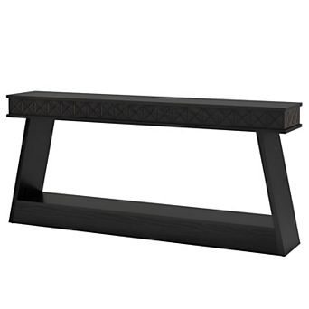 Farmhouse Entryway Console Table with Bottom Shelf, Narrow Accent Table