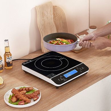Portable 1500W Induction Cooktop with 9 Heat Levels and 4-Hour Timer