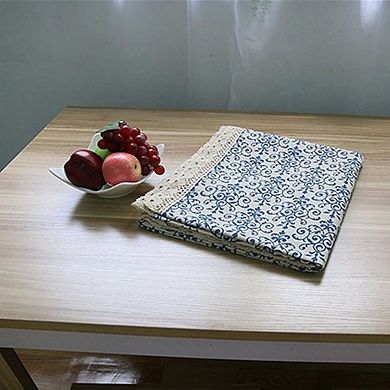 Floral Lace Tablecloth, Cotton-Linen, Baroque Bohemian, Decorative