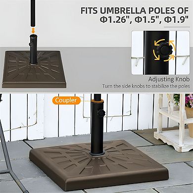 Square Patio Umbrella Base Weighted Stand for Garden or Deck