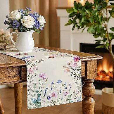 Daisy & Lavender Floral Table Runner, Decorative, Indoor/Outdoor, Seasonal