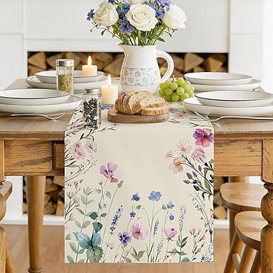 Daisy & Lavender Floral Table Runner, Decorative, Indoor/Outdoor, Seasonal