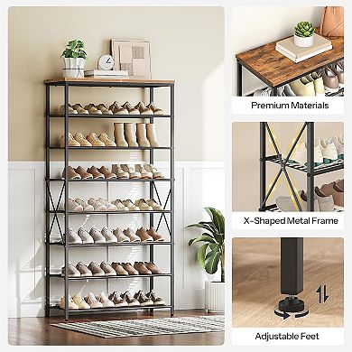 Tall Narrow Shoe Storage Organizer with 8 Shelves for Entryway, Closet, or Mudroom