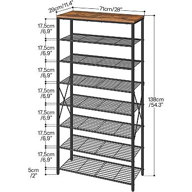 Tall Narrow Shoe Storage Organizer with 8 Shelves for Entryway, Closet, or Mudroom