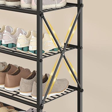 Tall Narrow Shoe Storage Organizer with 8 Shelves for Entryway, Closet, or Mudroom