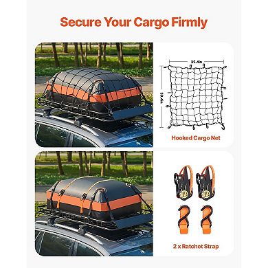 Universal Roof Rack Cargo Basket with Waterproof Bag Net Straps and Lock