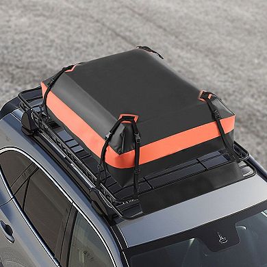 Universal Roof Rack Cargo Basket with Waterproof Bag Net Straps and Lock