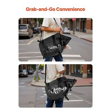 Motorcycle Saddlebag with Rain Cover and Convertible Crossbody