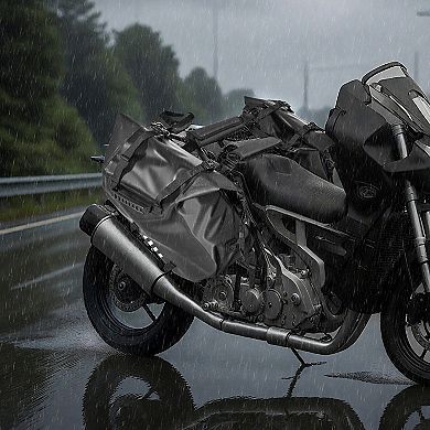Motorcycle Saddlebag with Rain Cover and Convertible Crossbody