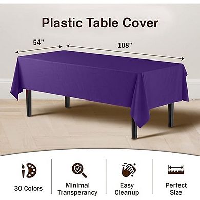 Premium Plastic Tablecloth 6-Pack rectangle Party Cover