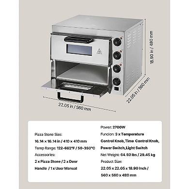 Indoor Electric Pizza Oven for Pizza and Baking, Manual Controls