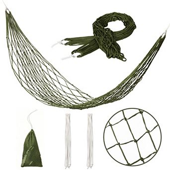 Portable Lightweight Rope Hammock with Hanging Cords & Carry Bag Indoor & Outdoor, Net Hammock