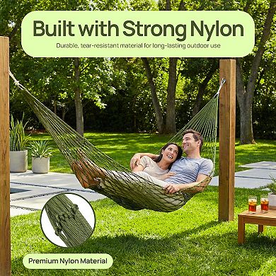 Portable Lightweight Rope Hammock with Hanging Cords & Carry Bag Indoor & Outdoor, Net Hammock