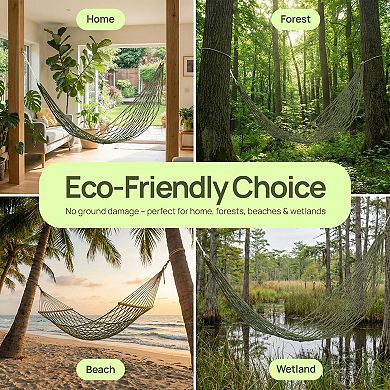 Portable Lightweight Rope Hammock with Hanging Cords & Carry Bag Indoor & Outdoor, Net Hammock