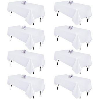White Polyester Tablecloth, Wrinkle-Resistant, Washable, Durable
