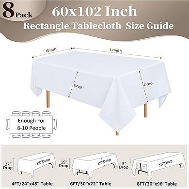 White Polyester Tablecloth, Wrinkle-Resistant, Washable, Durable