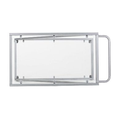 Z-Frame Bar Cart with Glass Shelves and Rolling Locking Casters