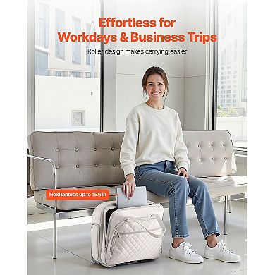 Rolling Laptop Briefcase with Water-Resistant Oxford Fabric and Adjustable Handle