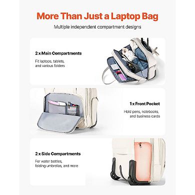 Rolling Laptop Briefcase with Water-Resistant Oxford Fabric and Adjustable Handle
