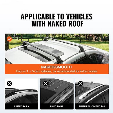 Set of 2 Aluminum Roof Rack Crossbars with Anti-Theft Lock