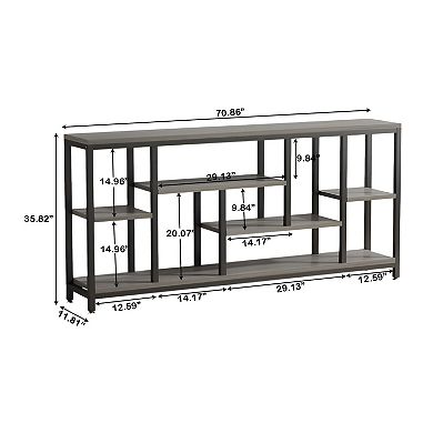 Extra Long Sofa Table 70.9" Industrial Console with Shelving for Entryway or Living Room