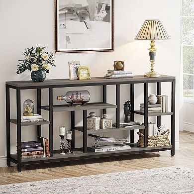 Extra Long Sofa Table 70.9" Industrial Console with Shelving for Entryway or Living Room