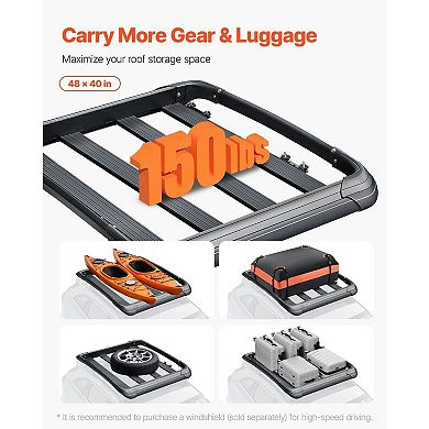 Universal Roof Rack Cargo Basket Lightweight Aluminum Carrier for Travel Gear