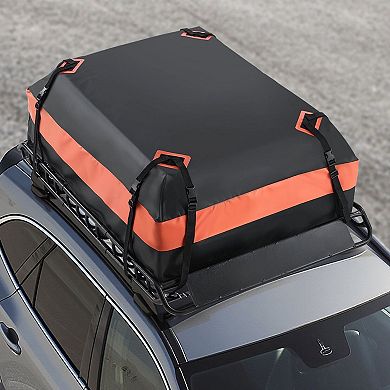 Roof Rack Cargo Carrier Adjustable Steel Basket with Cargo Bag Net and Straps