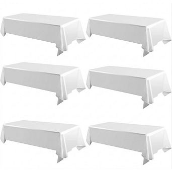 White Polyester Tablecloth 6-Pack " Wrinkle-Resistant Washable Cover