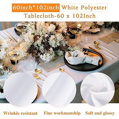 White Polyester Tablecloth 6-Pack " Wrinkle-Resistant Washable Cover