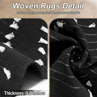 Bohemian Style Porch Rug, Cotton Blend, Washable, Front Door Mat