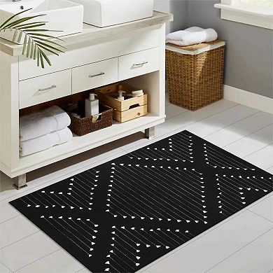 Bohemian Style Porch Rug, Cotton Blend, Washable, Front Door Mat