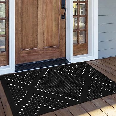 Bohemian Style Porch Rug, Cotton Blend, Washable, Front Door Mat
