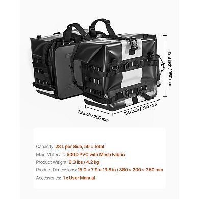 Motorcycle Saddlebags with Reinforced Bottom and Padding
