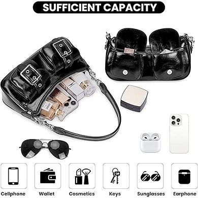 Women's Y2K Leather Hobo Tote Trendy Crossbody Handbag