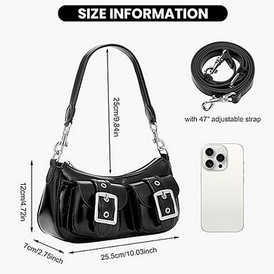 Women's Y2K Leather Hobo Tote Trendy Crossbody Handbag