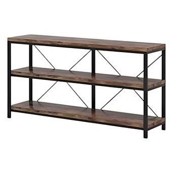 55-Inch Console Table with 3 Shelves, Narrow Sofa Table for Entryway or Living Room, Rustic Brown