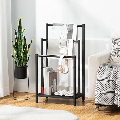 Vertical Bathroom Towel Holder with Multi-Use Hanging Bars and Anti-Slip Feet