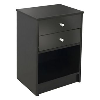 2-Drawer Nightstand with Open Shelf, Bedside Table for Bedroom or Guest Room
