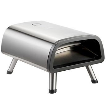 High-Heat Outdoor Pizza Oven for Patio and Camping, Pizza Stone, 12-Inch Capacity, Silver