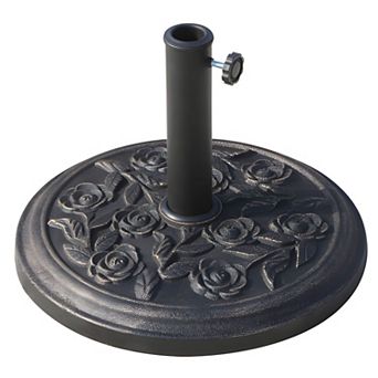 Patio Umbrella Base Stand, Round Polyresin, Fits 1.5" and 1.89" Poles