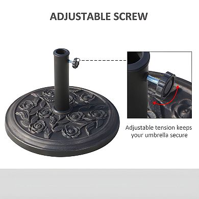 Patio Umbrella Base Stand, Round Polyresin, Fits 1.5" and 1.89" Poles
