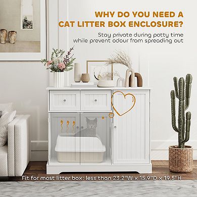 PawHut Cat Litter Box Enclosure w/ Storage, Anti-tip Kit, 39inch x 18inch x 31.5inch