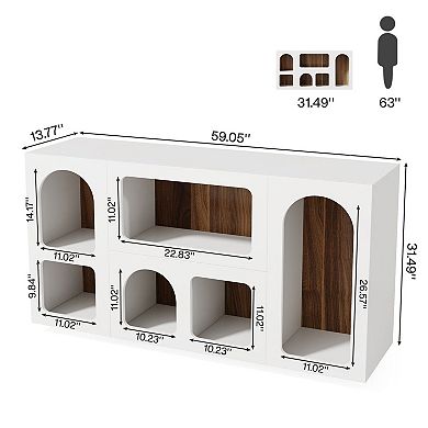 6-Cubby Console Table, Storage Sofa Table for Entryway, Living Room or Hallway