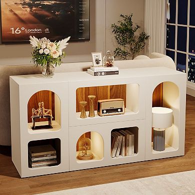 6-Cubby Console Table, Storage Sofa Table for Entryway, Living Room or Hallway